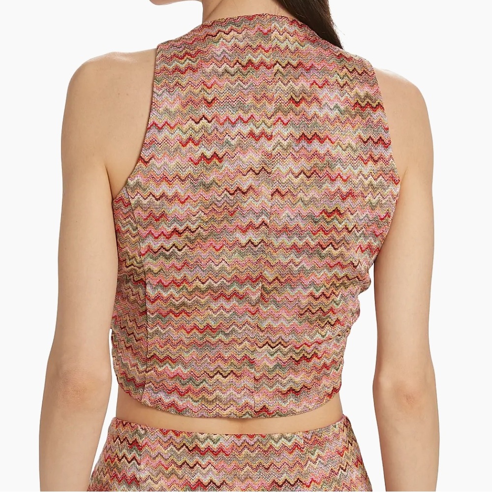 Ramy Brook NWT Shimmery Gertrude Chevron Sleeveless Tie Crop Top - Picture 7 of 8